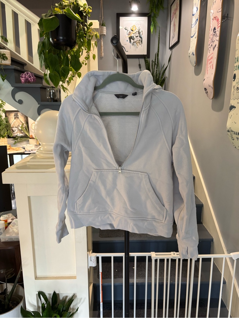 Danskin Light Blue Half-Zip Pullover Hoodie